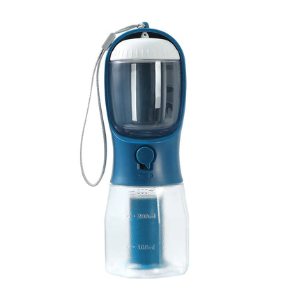 Portable 3-in-1 Pet Water Cup with Food Dispenser and Waste Bag Holder