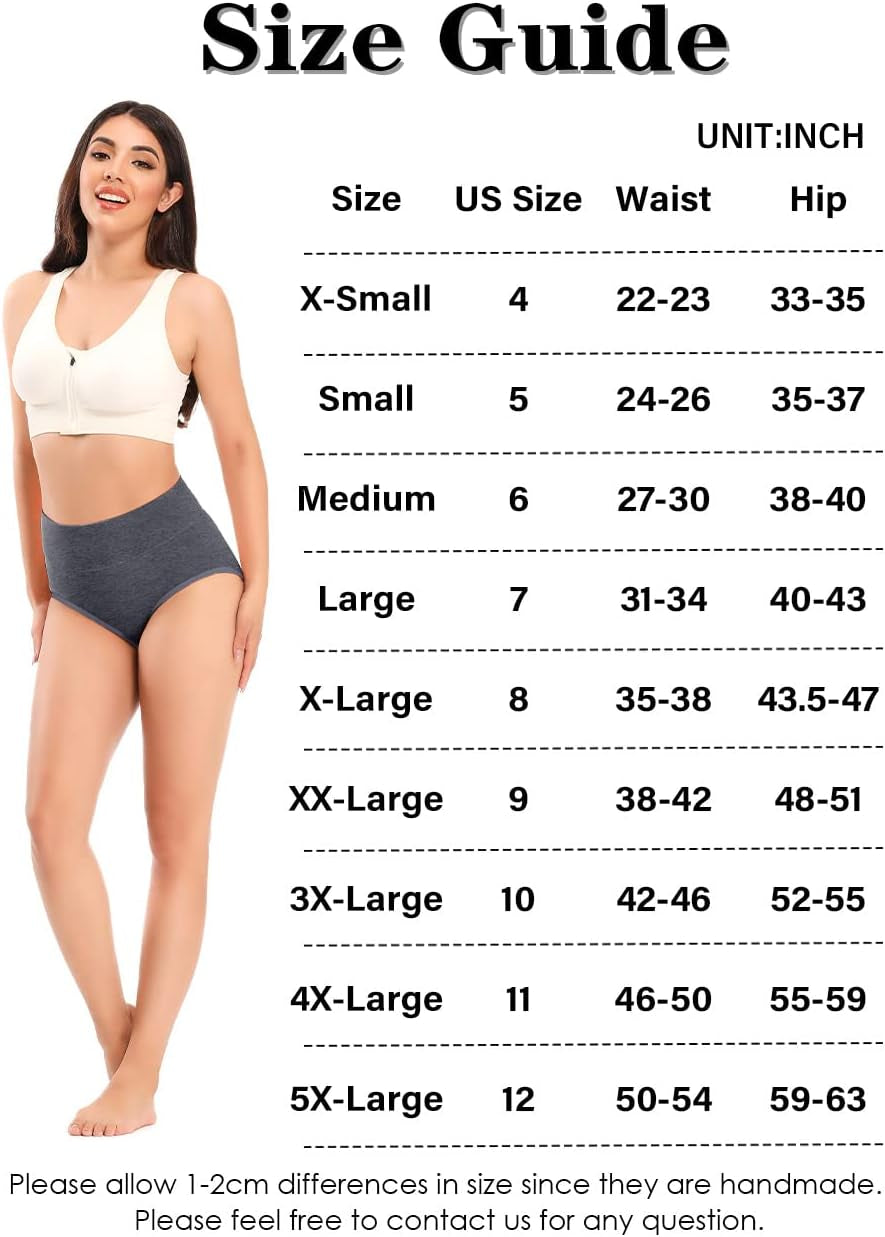 Women'S Underwear Cotton High Waist Briefs Full Coverage Soft Breathable Ladies Pantie