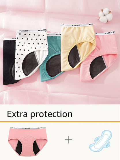 Big Girls' Period Panties Menstrual Underwear for First Period Starter 3-Pack