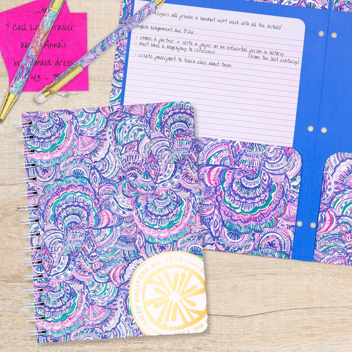 Blue Hardcover Mini Spiral Notebook, 8.25" x 6.5", 160 College-Ruled Pages, "Happy as a Clam