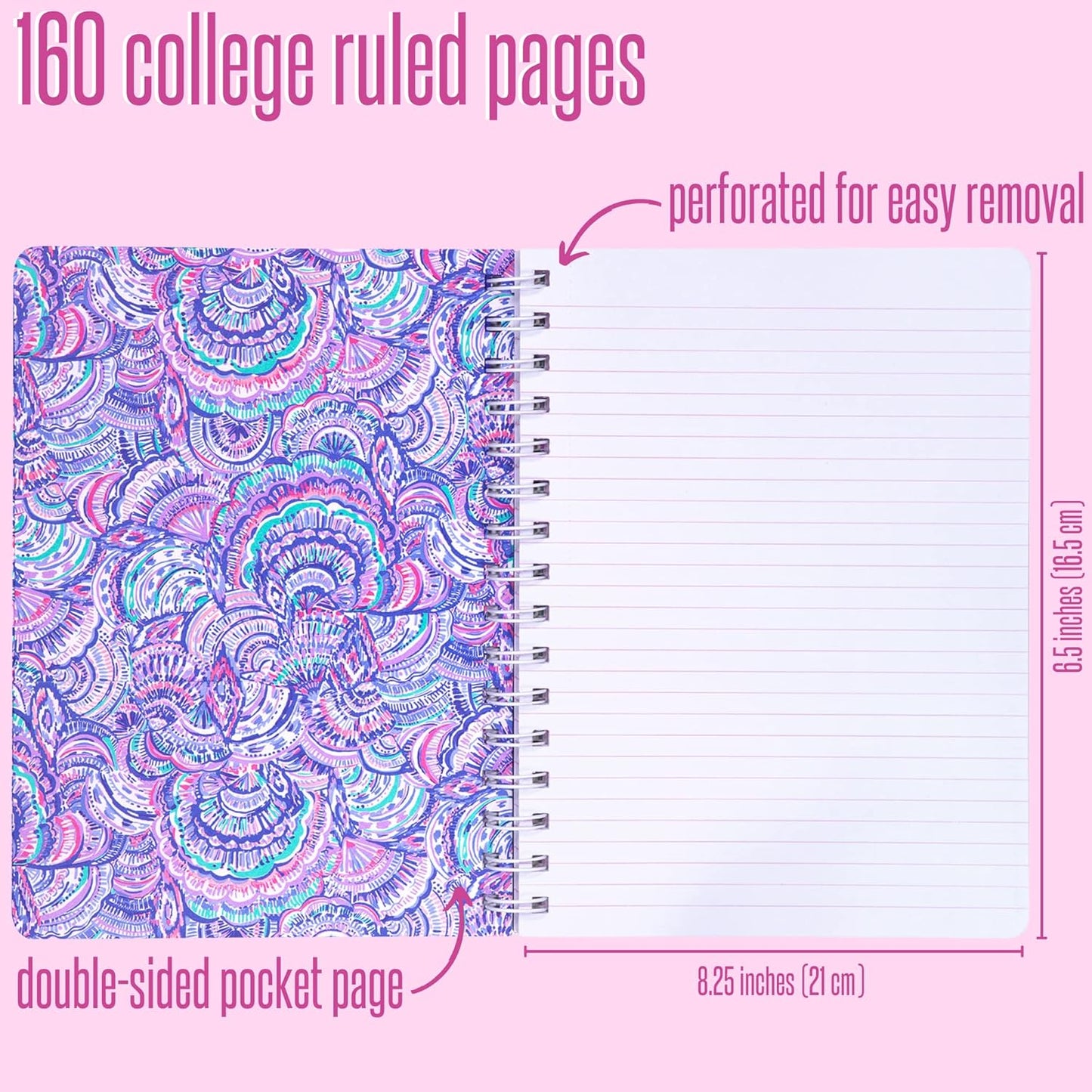 Blue Hardcover Mini Spiral Notebook, 8.25" x 6.5", 160 College-Ruled Pages, "Happy as a Clam