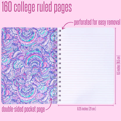 Blue Hardcover Mini Spiral Notebook, 8.25" x 6.5", 160 College-Ruled Pages, "Happy as a Clam