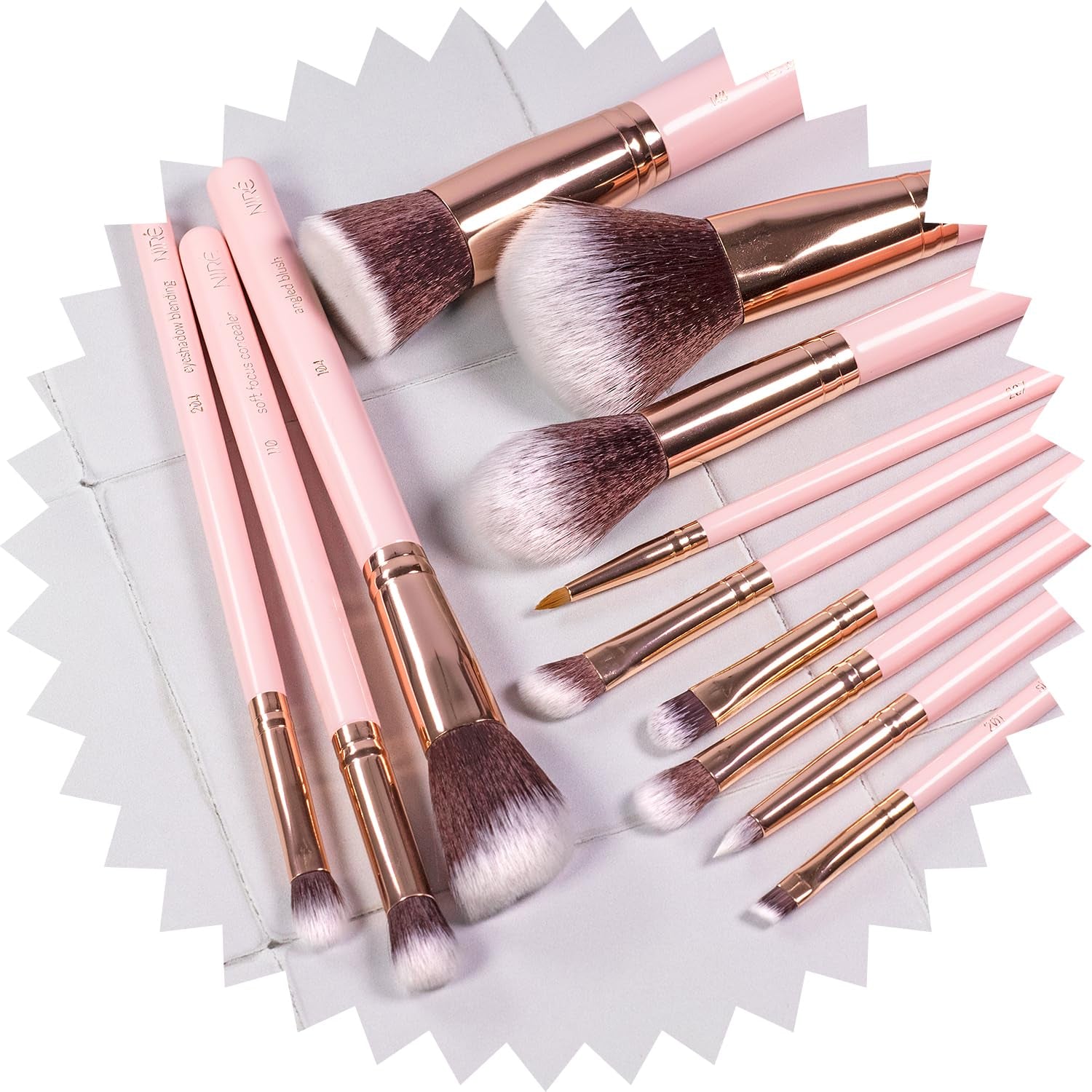 Beauty 15Piece Award Winning Pink Makeup Brushes: Pink Makeup Brush Set with Case, Makeup Sponge, Brush Cleaner, Guide, Gift Box