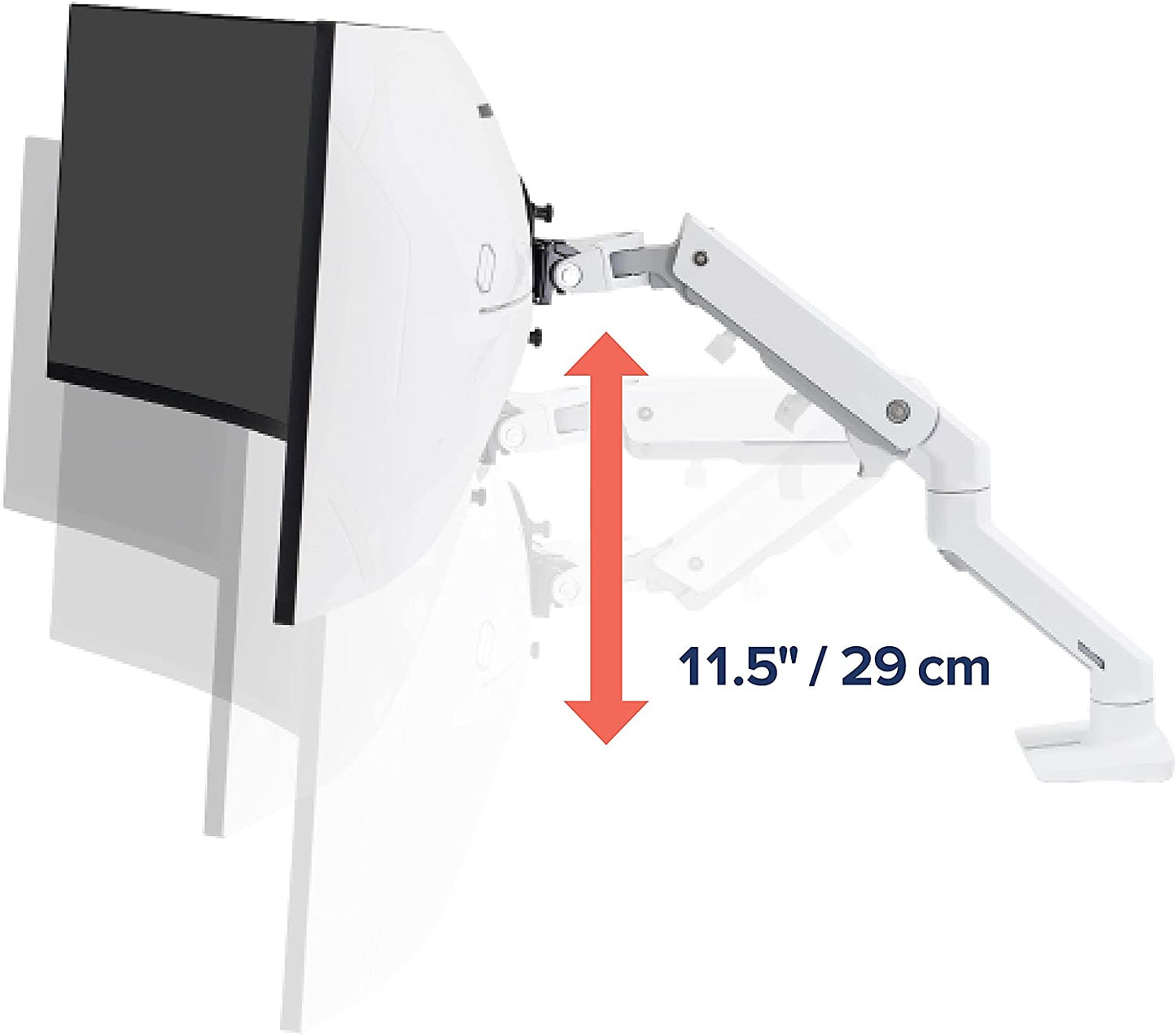 – HX HD Premium Heavy Duty Gaming Monitor Arm, Single Monitor Desk Mount – for 1000R Curved Ultrawide Monitors up to 49 Inches, 28 to 42 Lbs, VESA 75X75Mm or 100X100Mm – HD Pivot, White