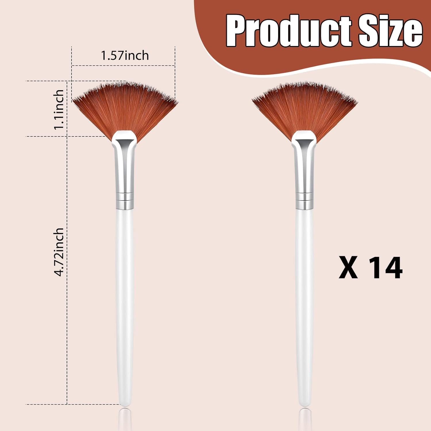 14 Pieces Fan Brushes Applicator, Mask Brushes for Facial Makeup Tools for Face Cosmetic(Brown)