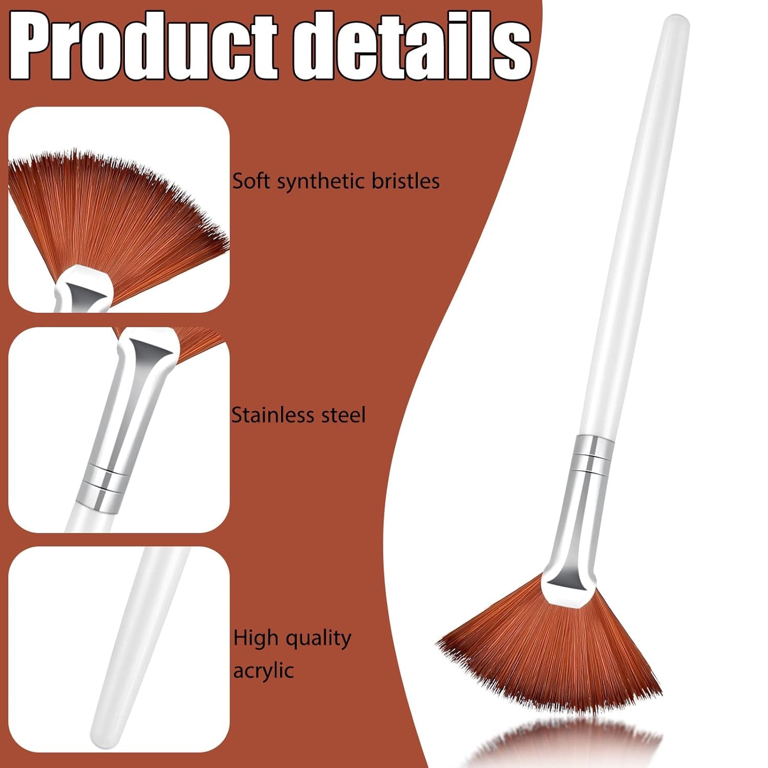 14 Pieces Fan Brushes Applicator, Mask Brushes for Facial Makeup Tools for Face Cosmetic(Brown)