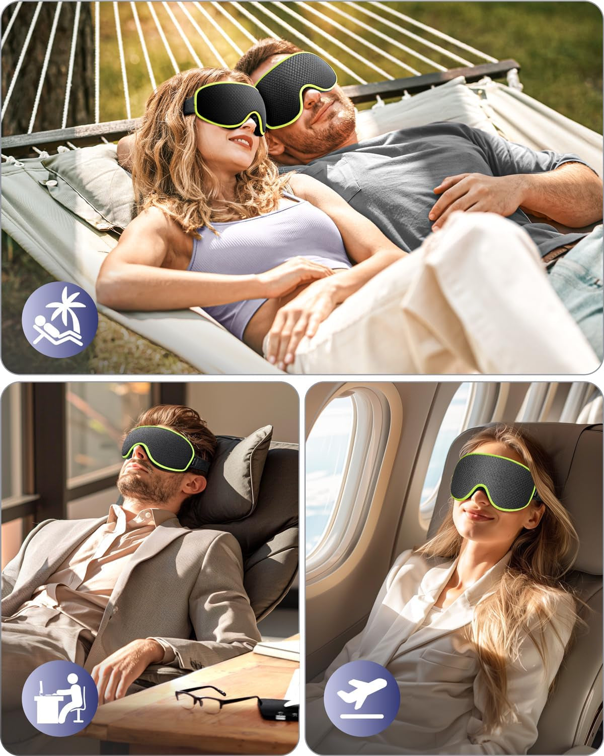 Sleep Mask for Men Women: Blackout Eye Masks for Sleep - 3D Breathable Soft Comfortable Eye Mask for Travel - Adjustable Light Blocking Night Masks for Sleeping