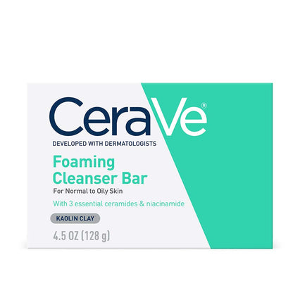 Foaming Cleanser Bar, Soap-Free Body and Face Cleanser Bar for Oily Skin, Fragrance Free, 4.5 Ounce