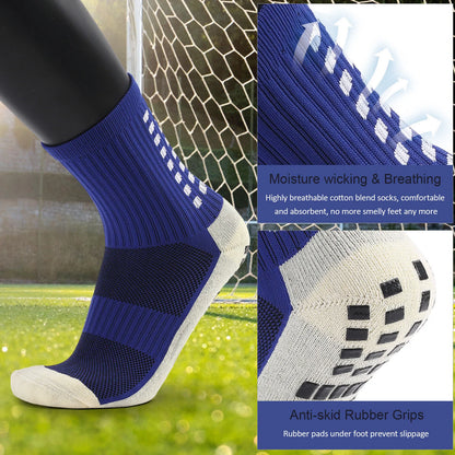 3 Pair Sport Socks anti Slip W/ Grip Soccer Men Football Basketball Sock Premium