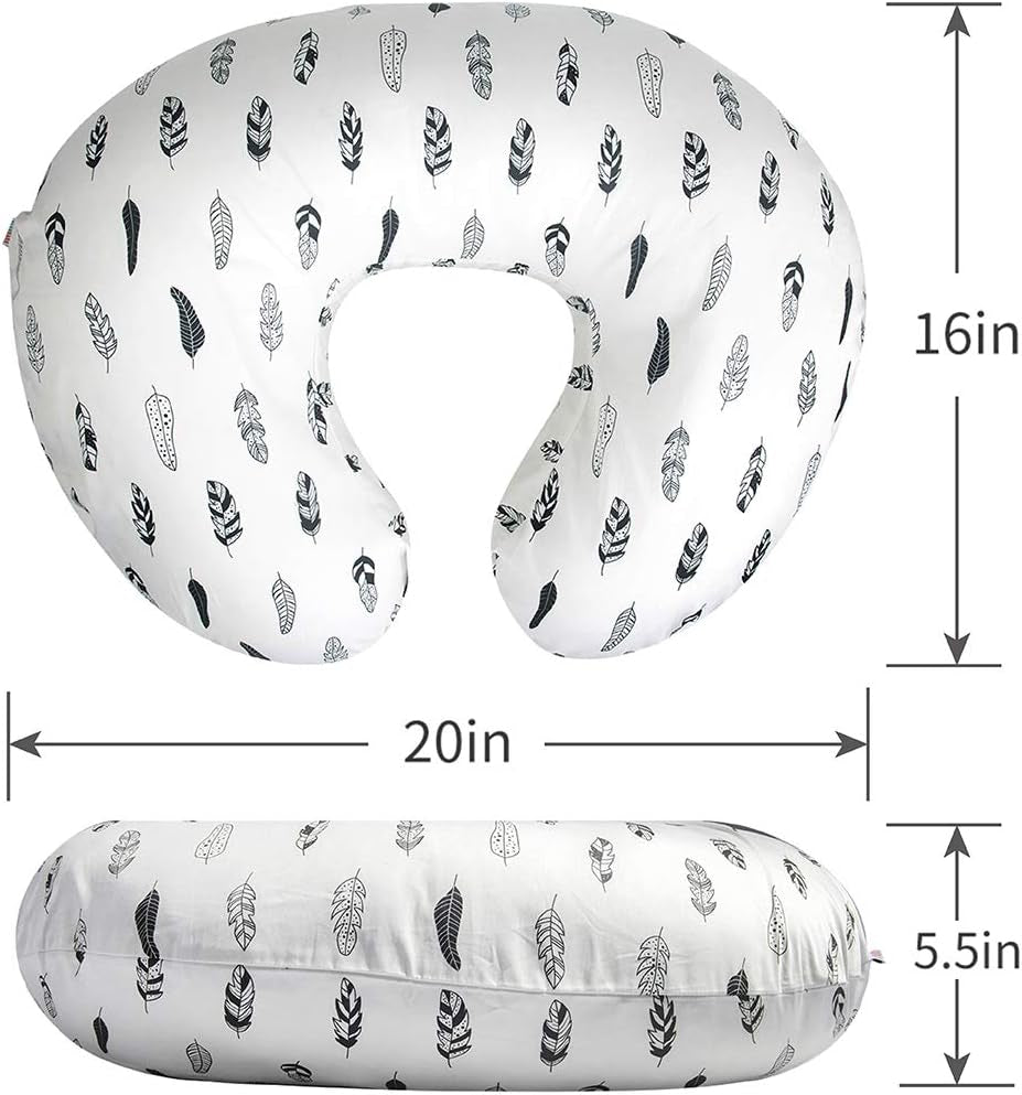 Nursing Pillow Cover Slipcover,Soft and Comfortable,Feathers Design,Maternity Breastfeeding Newborn Infant Feeding Cushion Cover ZT01