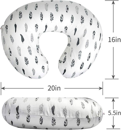 Nursing Pillow Cover Slipcover,Soft and Comfortable,Feathers Design,Maternity Breastfeeding Newborn Infant Feeding Cushion Cover ZT01