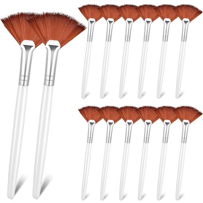 14 Pieces Fan Brushes Applicator, Mask Brushes for Facial Makeup Tools for Face Cosmetic(Brown)