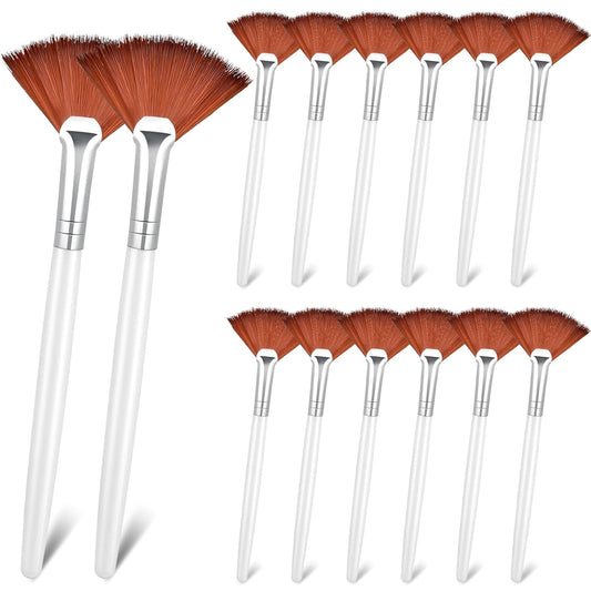 14 Pieces Fan Brushes Applicator, Mask Brushes for Facial Makeup Tools for Face Cosmetic(Brown)