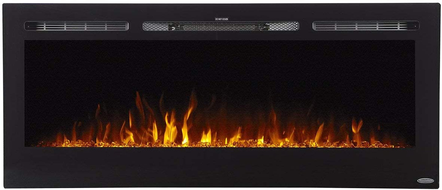 Smart Electric Fireplace-The Sideline 50" Wide-In Wall Recessed - 30 Realistic Ember Color/Flame Options - 1,500W Heater W/Thermostat - Log & Crystal Hearth Options - Alexa/Wifi Enabled