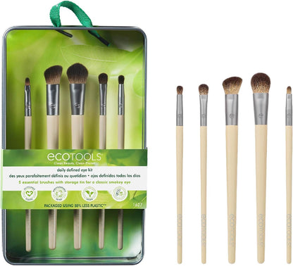 Daily Defined Eye Brush Kit, Makeup Brushes for Liquid, Powder, & Cream Eyeshadow & Eyeliner Application, Eco-Friendly Eye Brushes, Synthetic Hair, Cruelty Free, 5 Piece Set