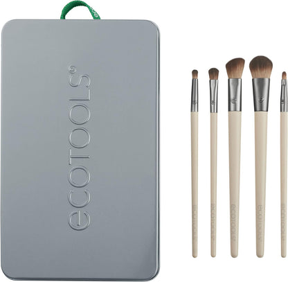 Daily Defined Eye Brush Kit, Makeup Brushes for Liquid, Powder, & Cream Eyeshadow & Eyeliner Application, Eco-Friendly Eye Brushes, Synthetic Hair, Cruelty Free, 5 Piece Set